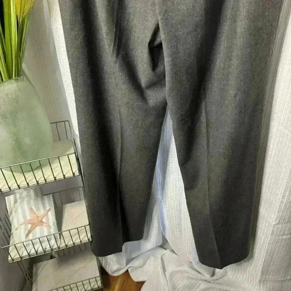 Talbots Women’s 12W Gray Wool Trousers Side Zip Wide Leg Made In Italy Pants - Picture 6 of 13